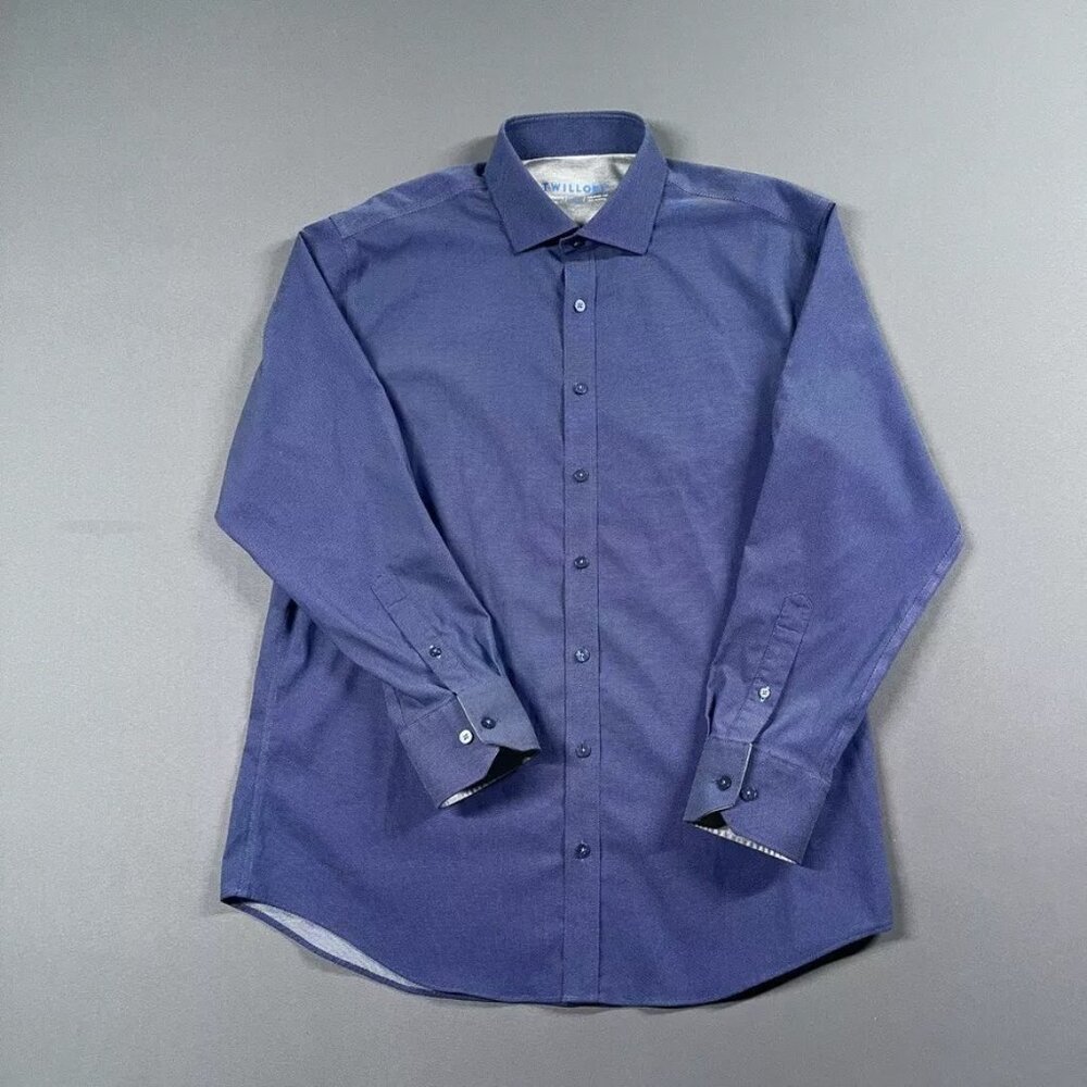 Twillory Dress Shirt Mens XL 17 Button Up Blue Performance Coolmax Fabric Tailor
